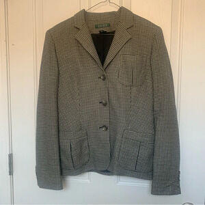 Lauren Ralph Lauren women’s houndstooth wool blazer jacket size 8 Neutral